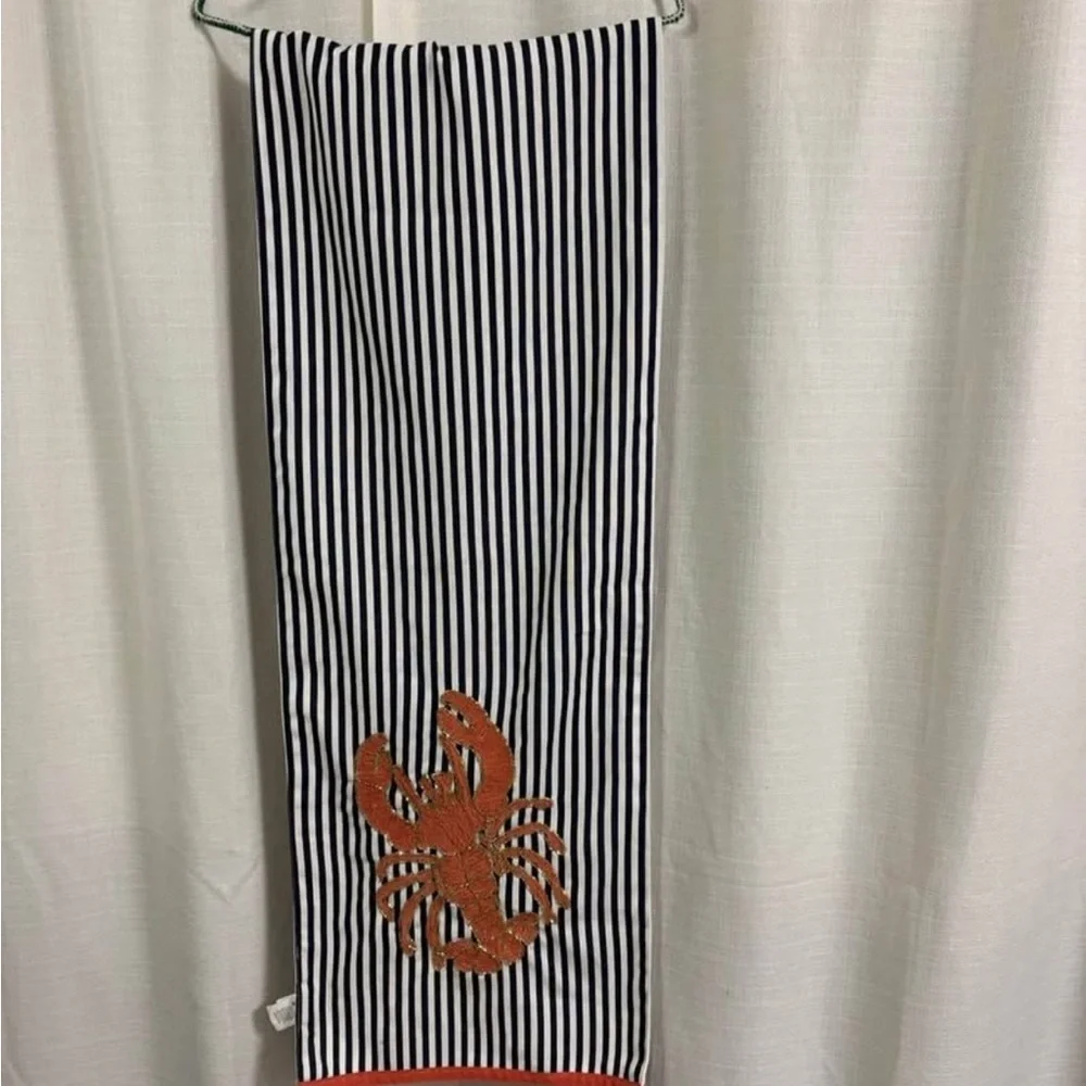 Pier 1 Imports Embroidered Beaded Lobster Coastal Table Runner